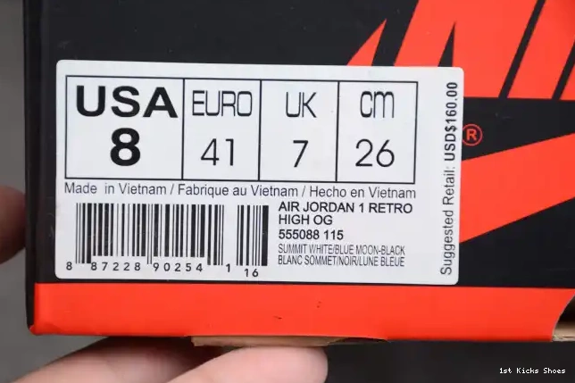 1st Kicks Shoes Jordan High Air 555088-115 OG Moon Blue 1 Retro 0517